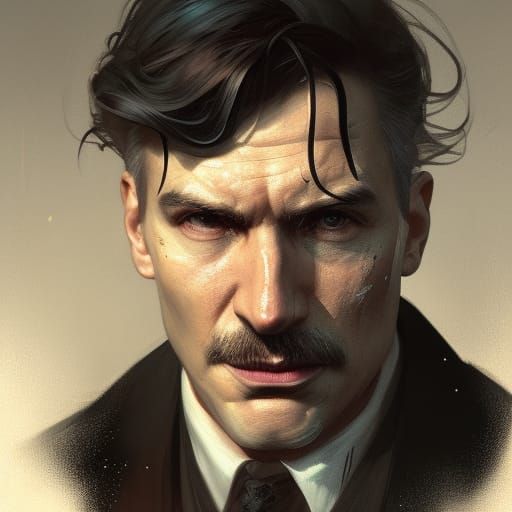 Handsome Investigator Portrait in Art Nouveau Style