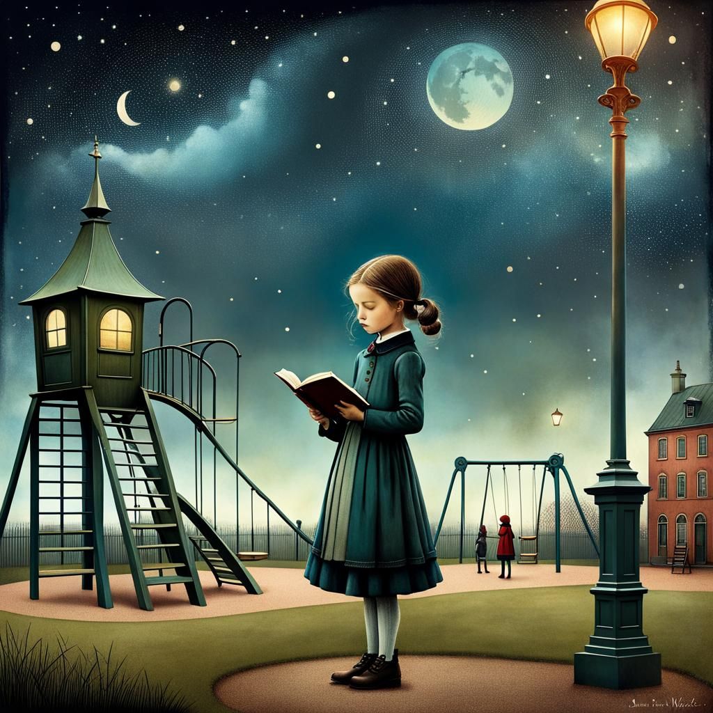 Lonely Girl Reads: Nostalgic Emotional Illustration