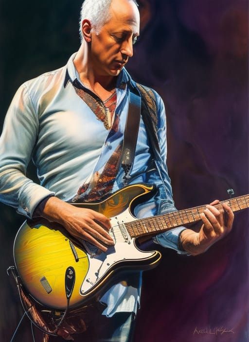 Mark Knopfler Portrait in Fantasy Art Style