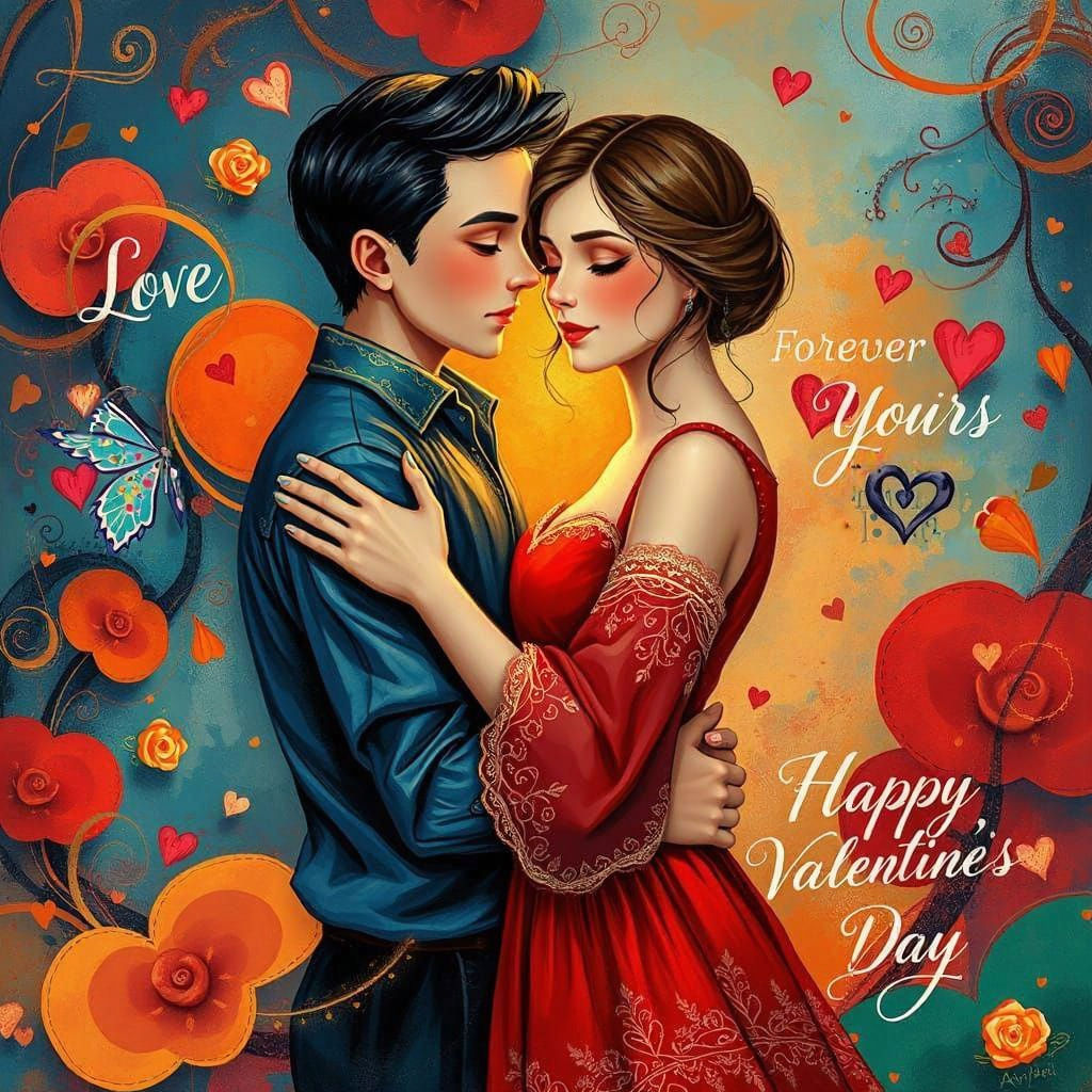 Romantic Abstract Art Couples in Harmony