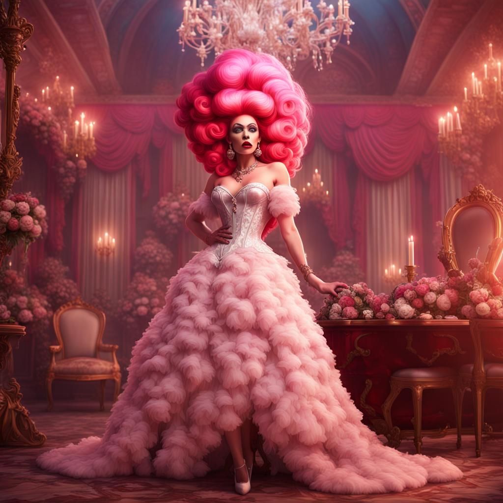 Drag Queens Kissing in Wedding Dresses: Fantasy Concept Art