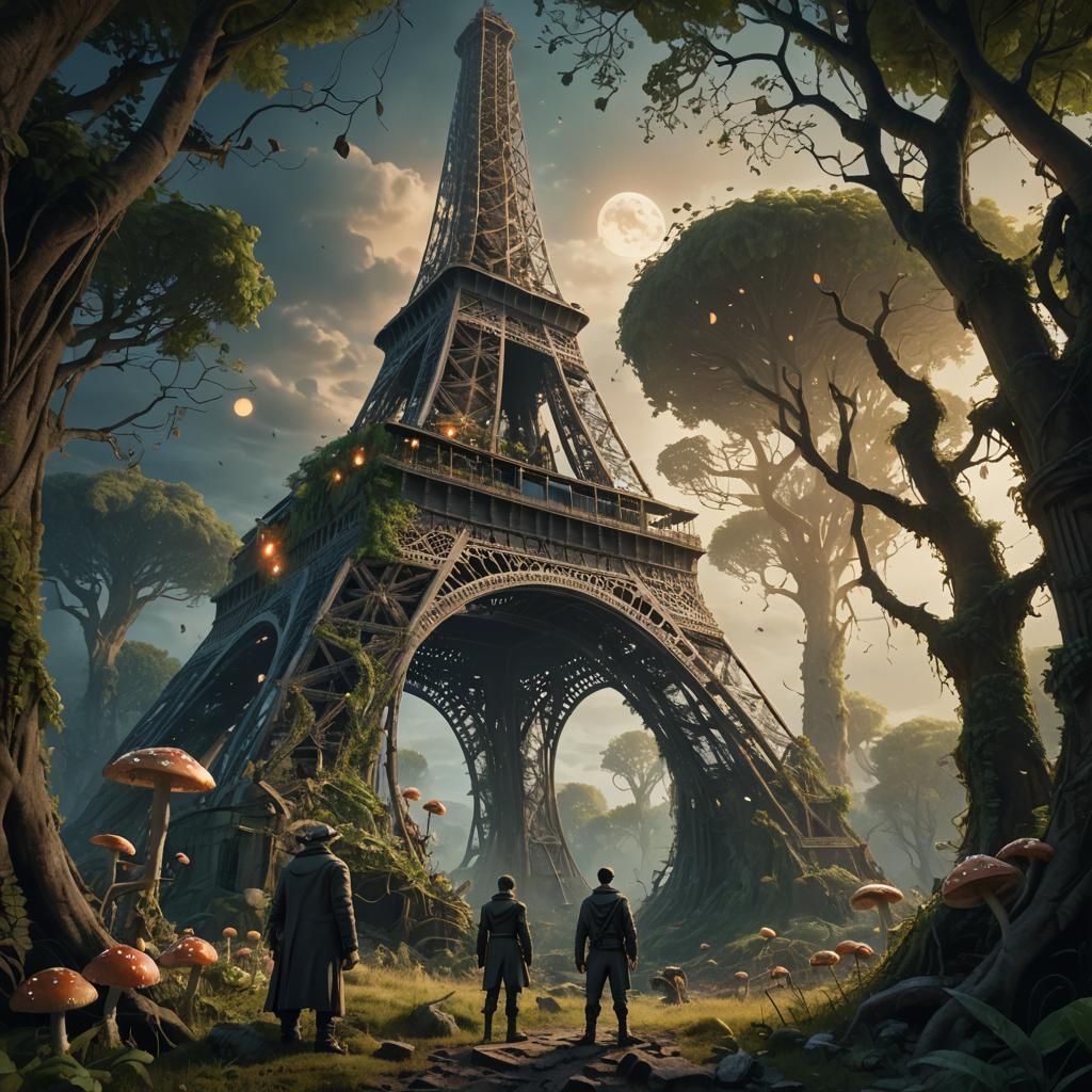 Gru and Overgrown Eiffel Tower: Digital Matte Painting