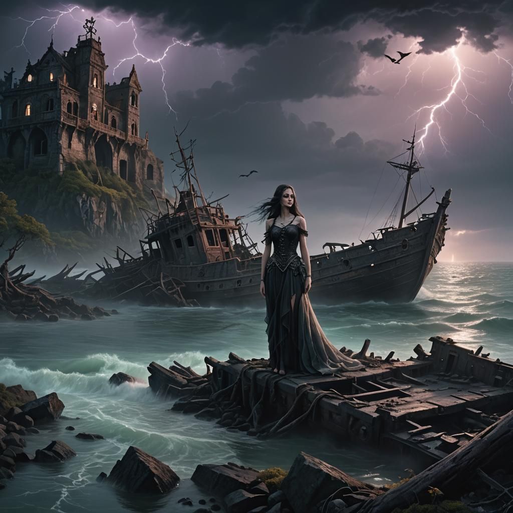 Gothic Siren at Shipwreck on Haunted Island