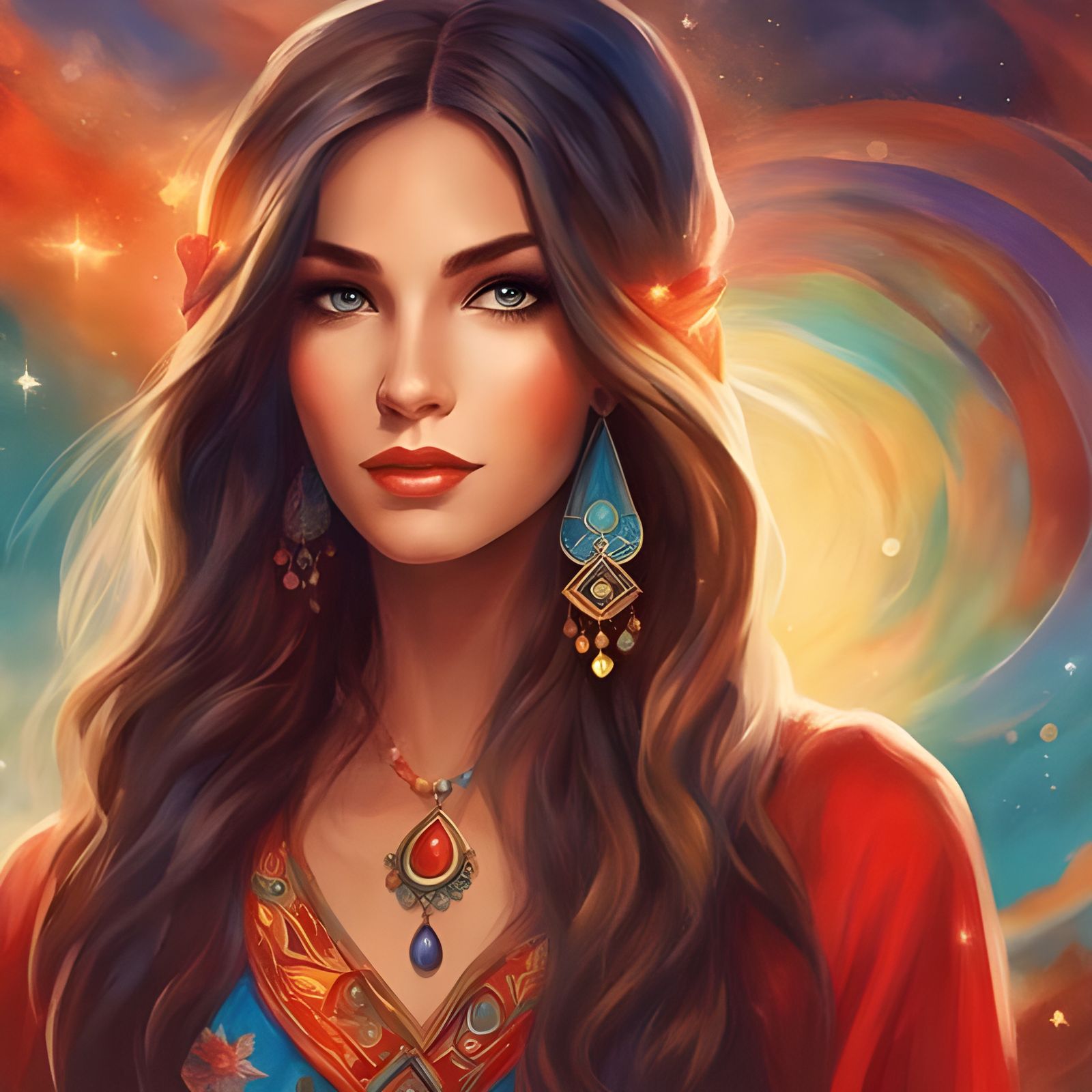 1960s Hippie Portrait: Alluring Beauty