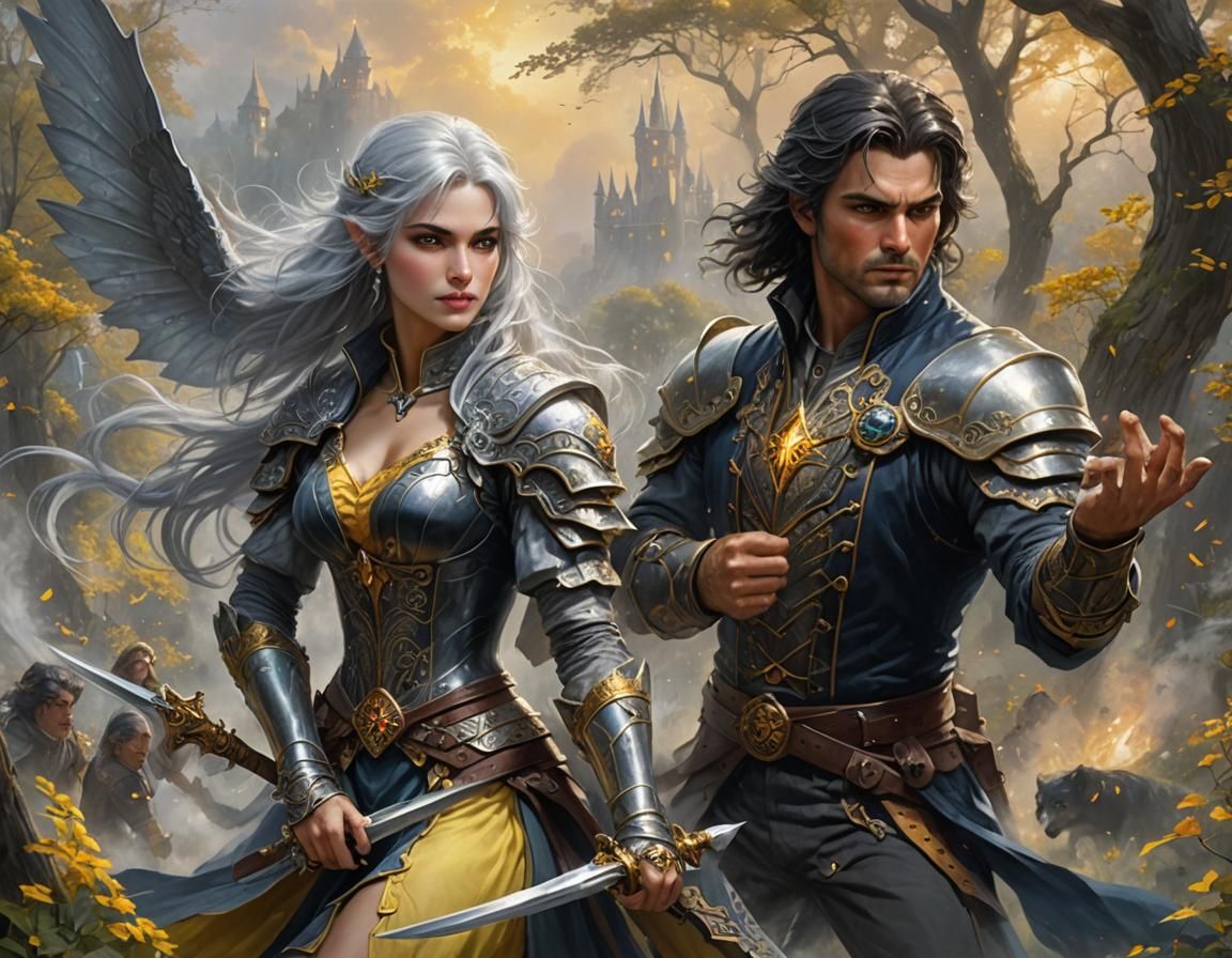 High Elves Sparring in Ethereal Fantasy Style