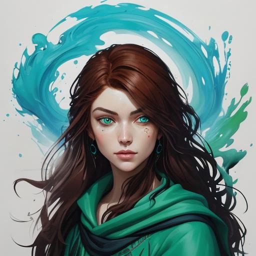 Azure Isles Woman with Astral Echo: Graffiti Art