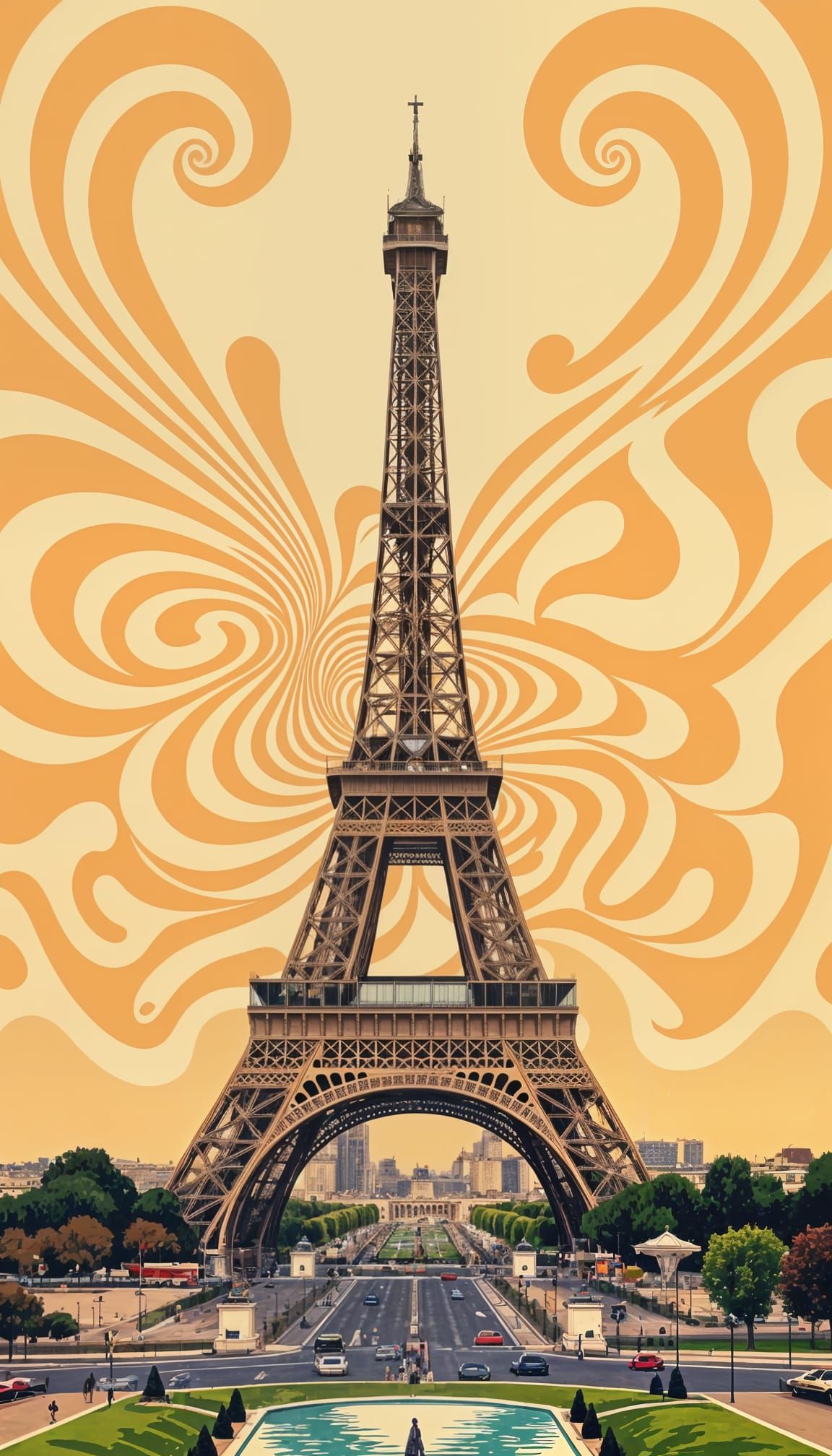 Eiffel Tower in Paris: Peter Max Style