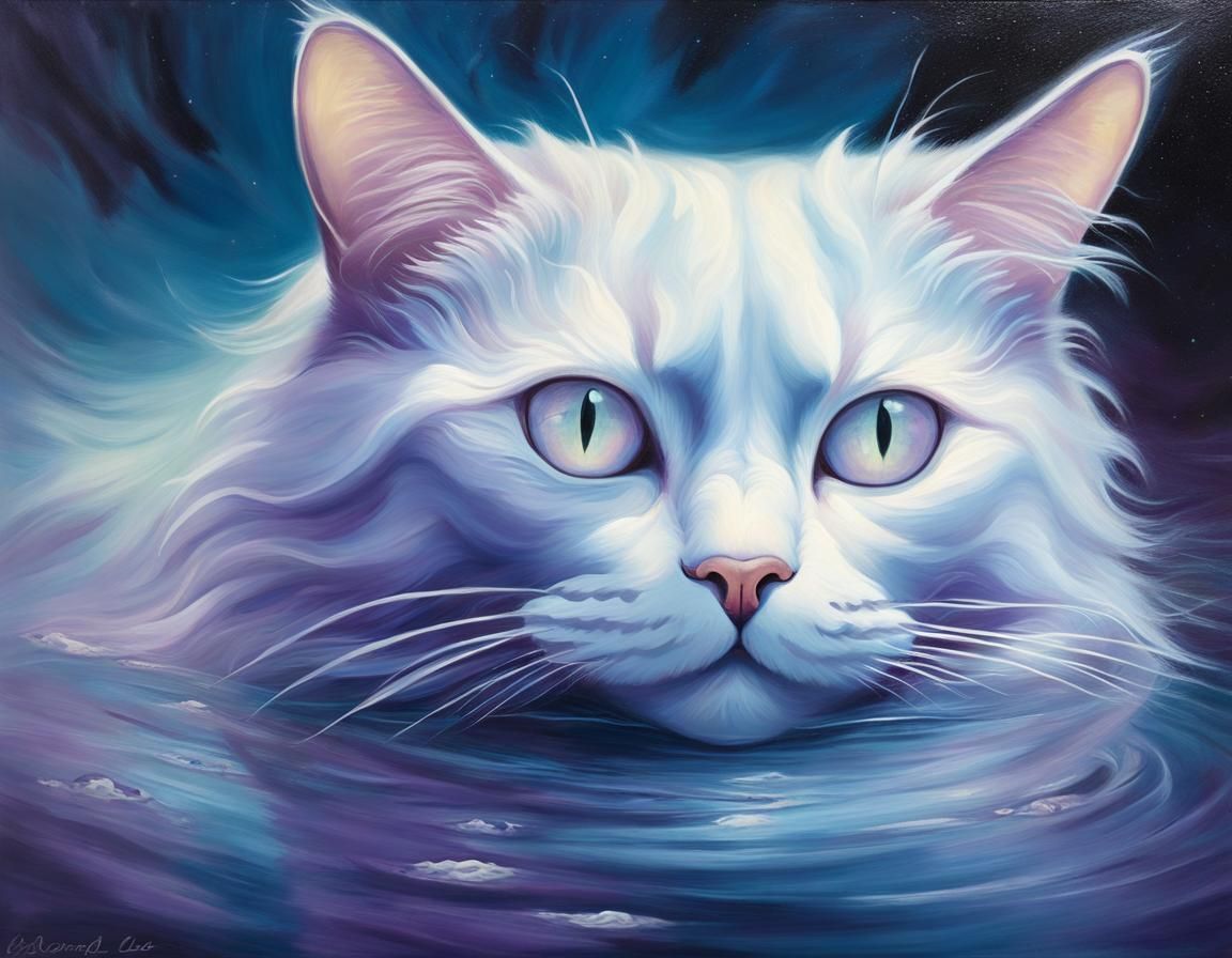 Ethereal Ghost Cat in Dreamy Surrealism Style
