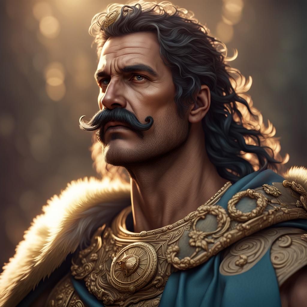 Gallic Chieftain Portrait in Hyperrealistic Style