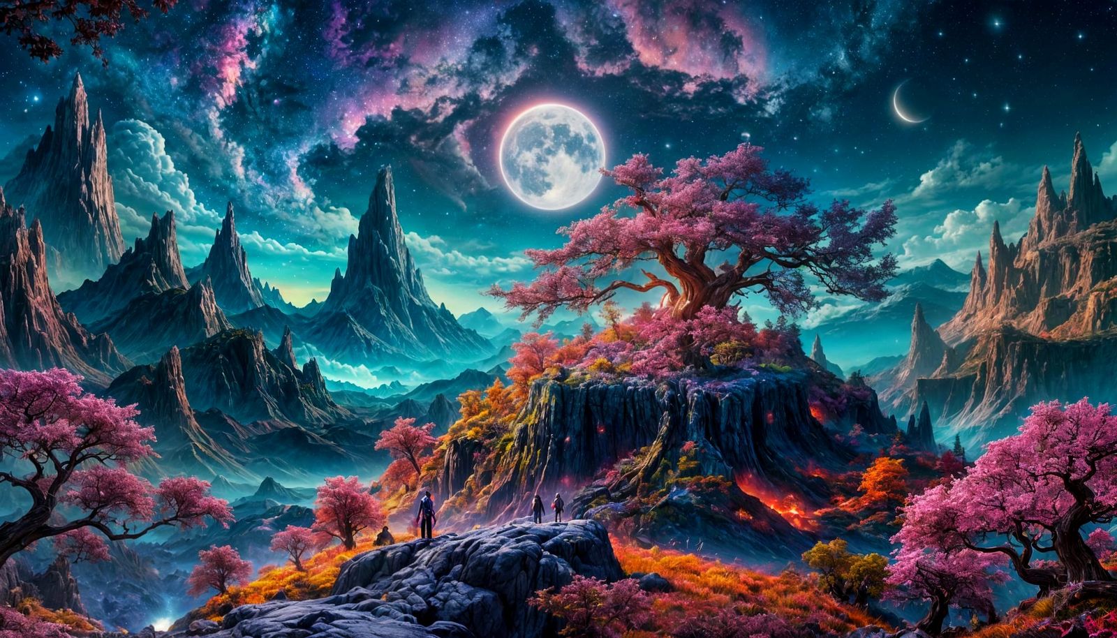 Fantasy Manor in Nebula Night Sky