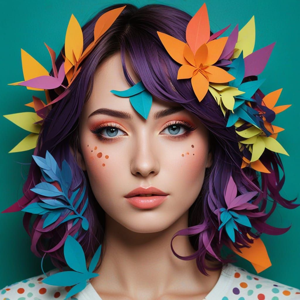 Beautiful Women in Layered Paper Cut Digital Art Style