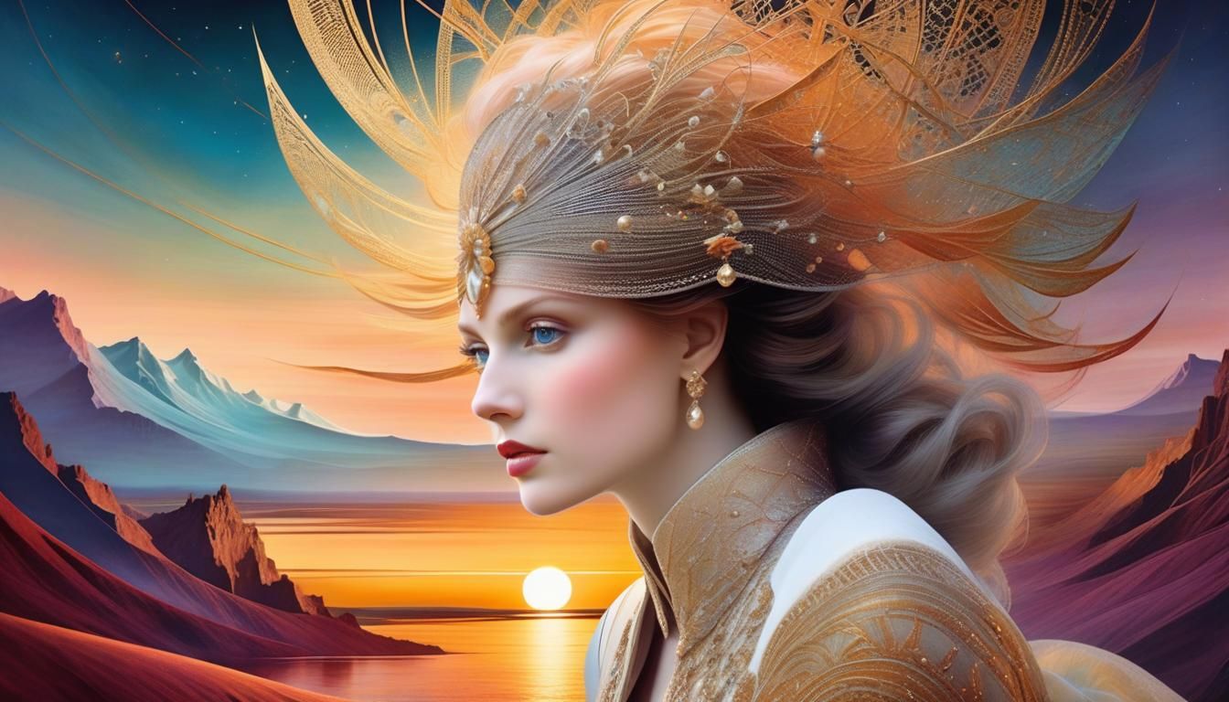 Namatjira Seascape Sunset in Baroque Rococo Style