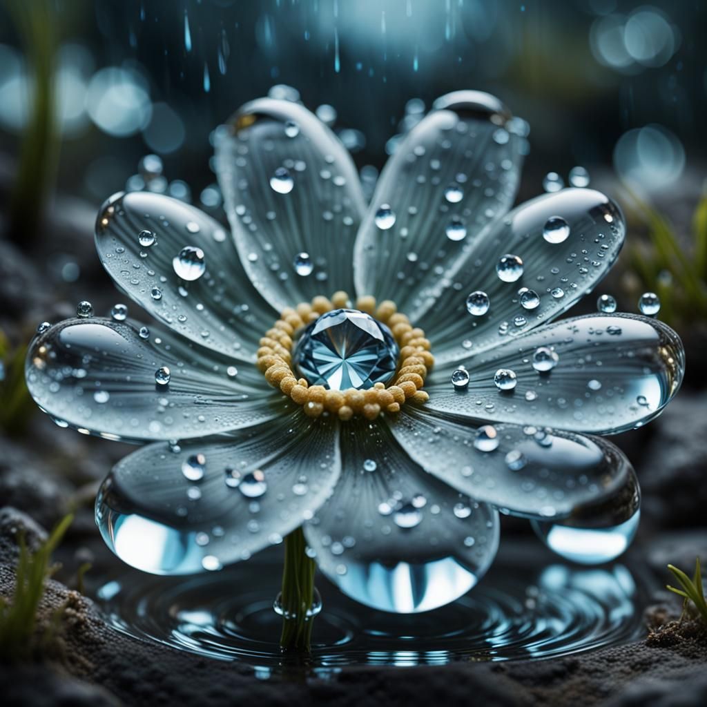 Bioluminescent Diamond Flower in Hyperrealistic Detail