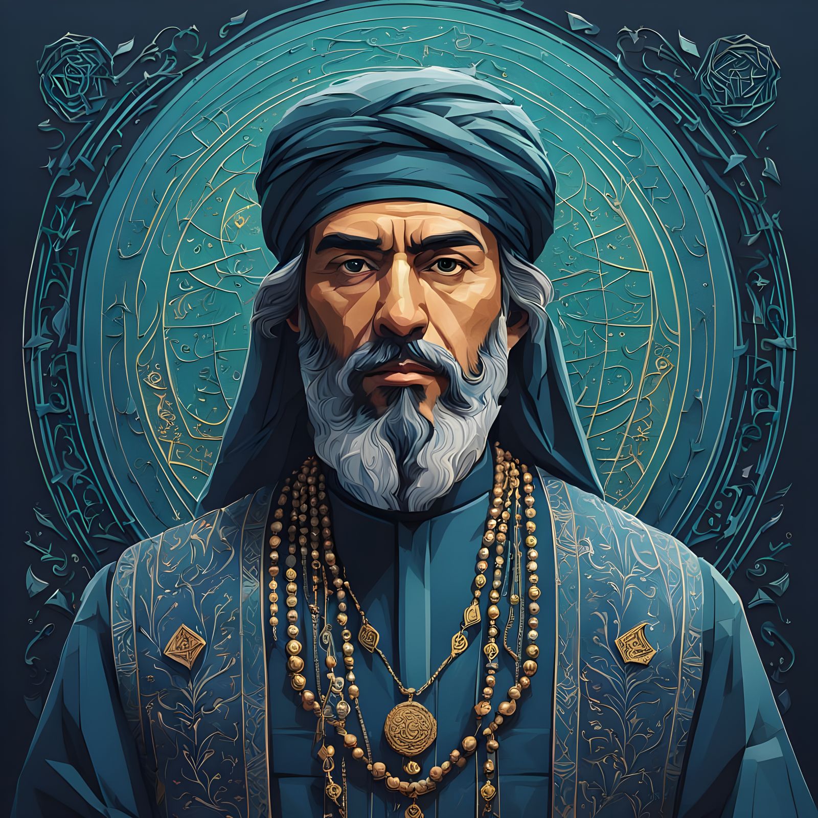 Khalid ibn al-Walid Abstract Portrait in Intricate Paper Art