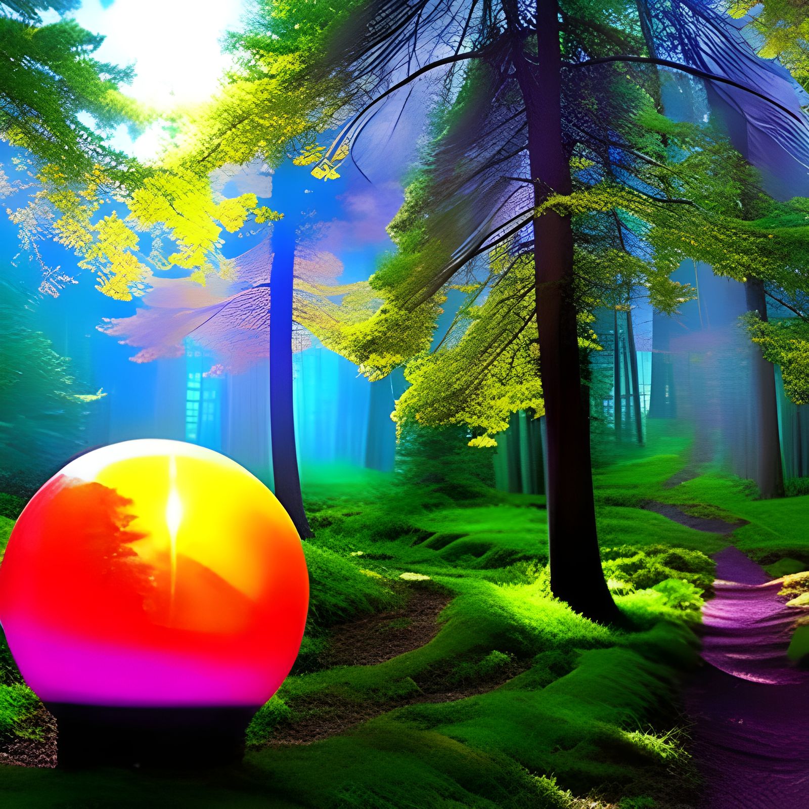 Luminous Crystal Ball in a Witch's Forest