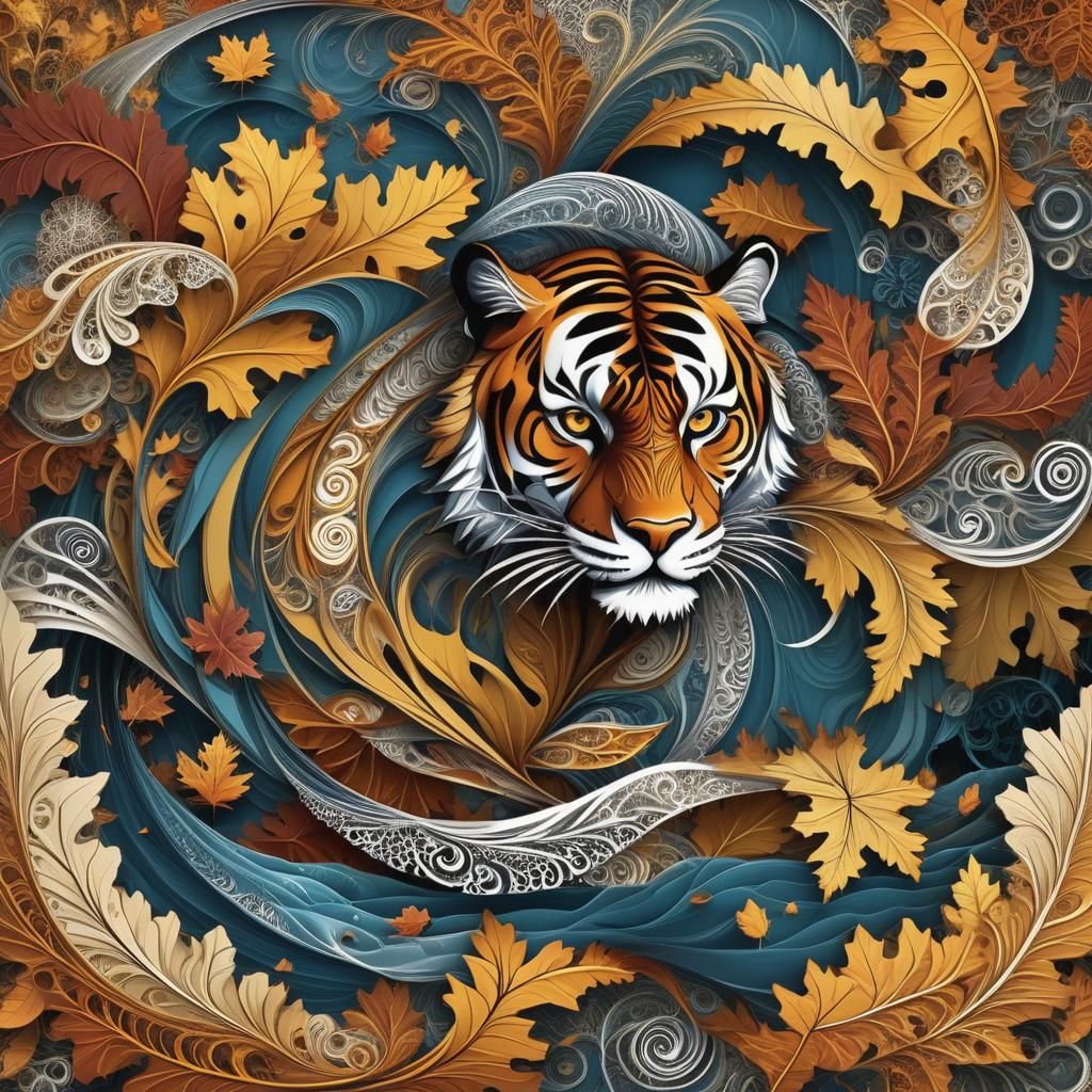 Autumnal Tiger: Abstract Vector Fractal Design