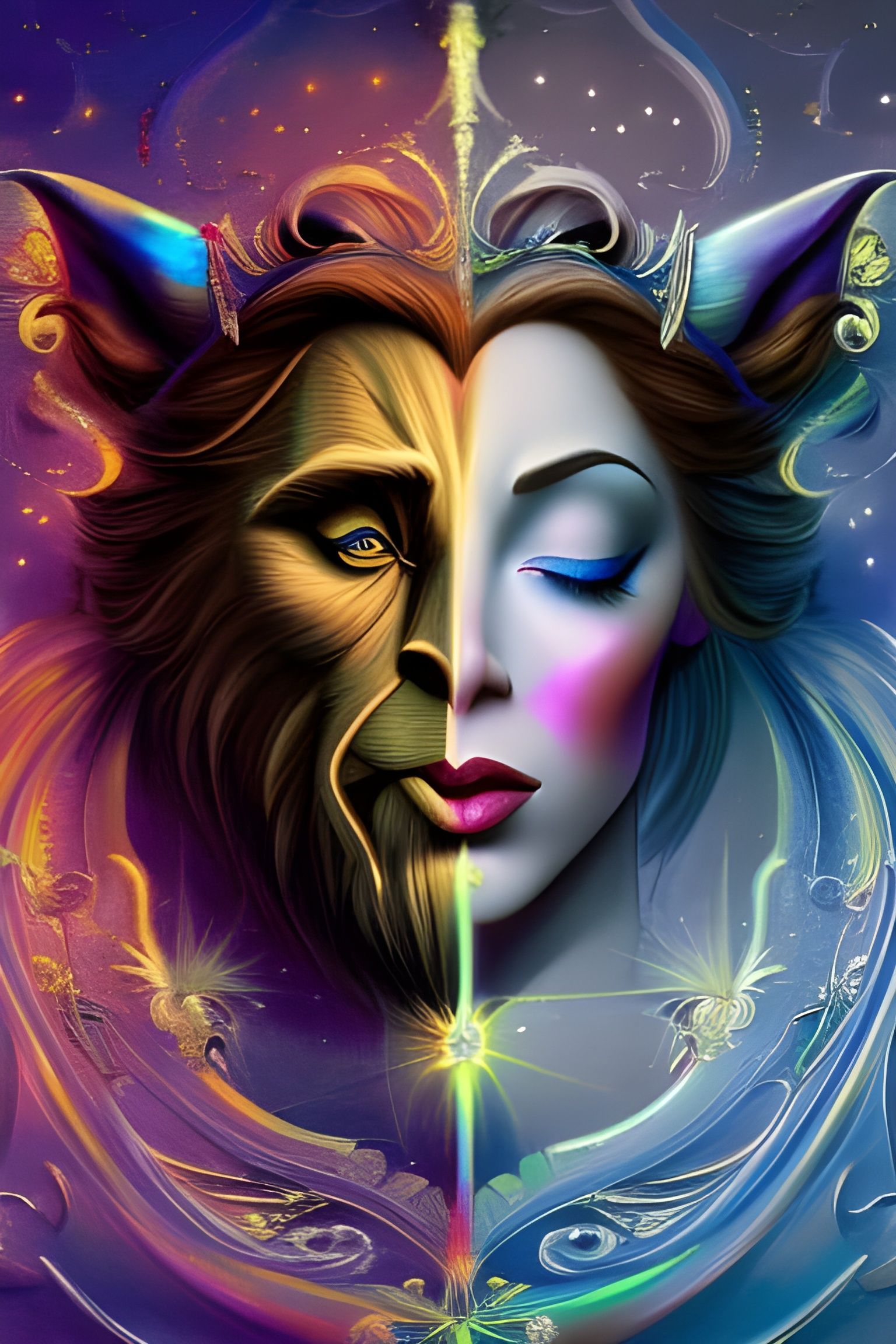 Beauty and the Beast Rose in Dark Fantasy Style