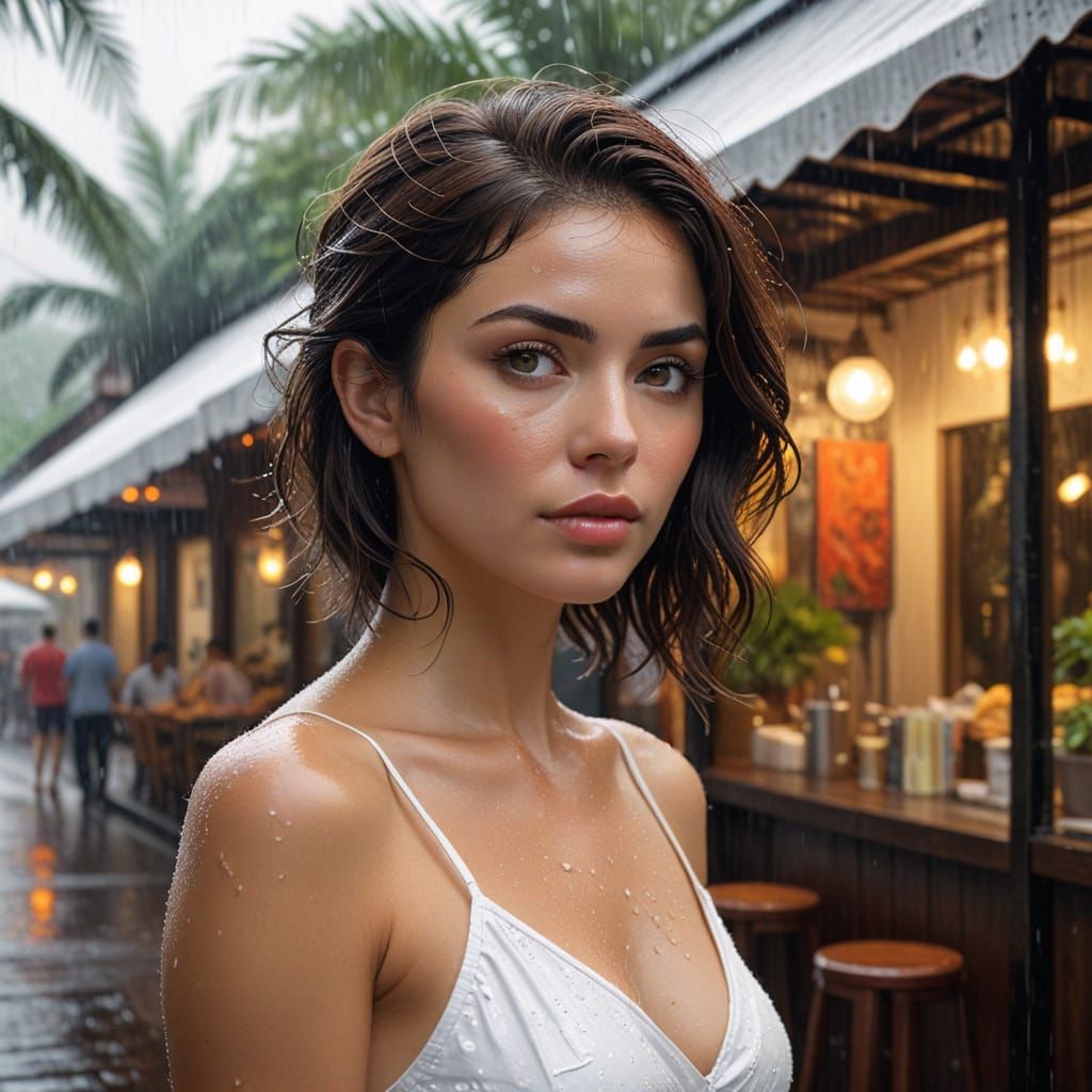 Romantic Portrait of Woman in Noir Surrealism Style