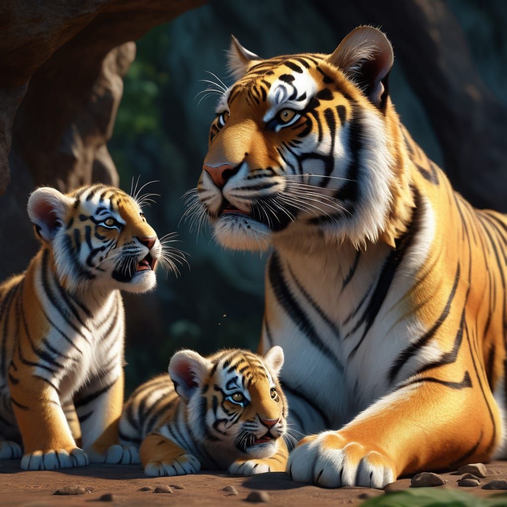 Hyperrealistic Tiger Cub Concept Art in Vibrant Colors