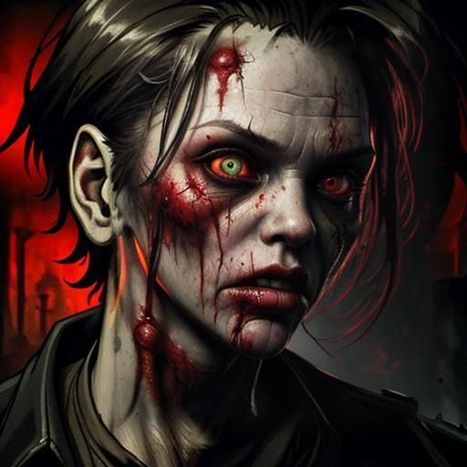 Hyperrealistic Zombie Blood Splash Art