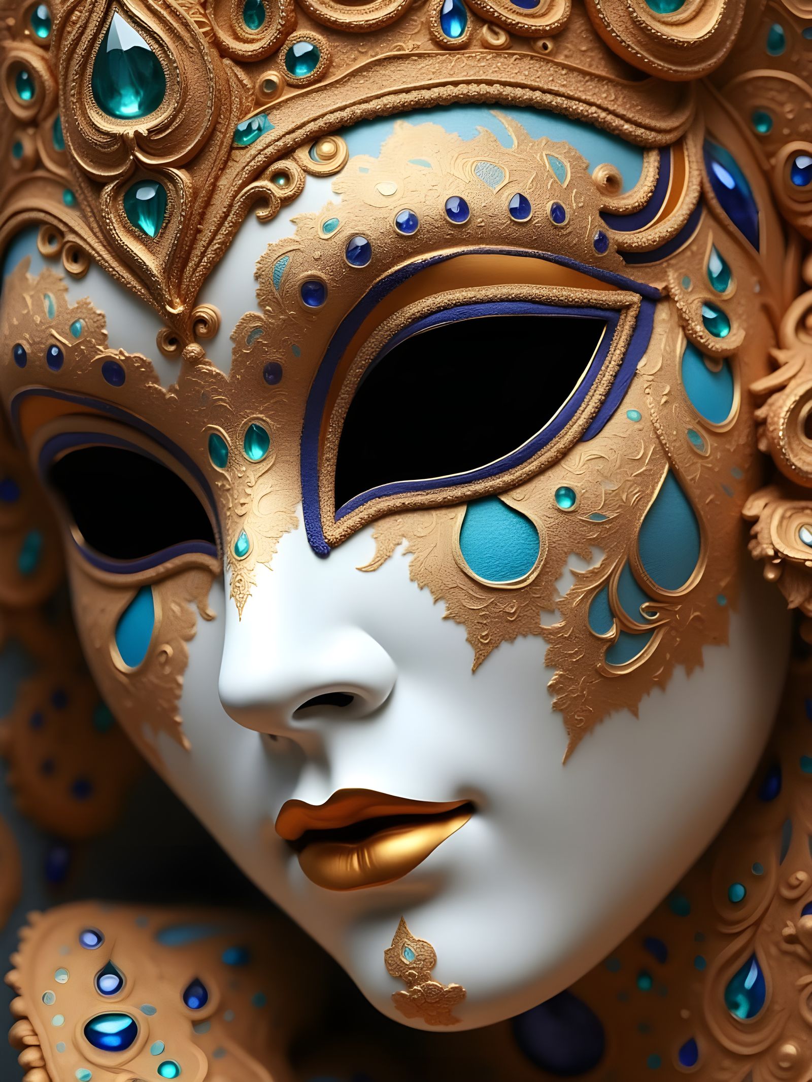Venetian Mask in Golden Paisley