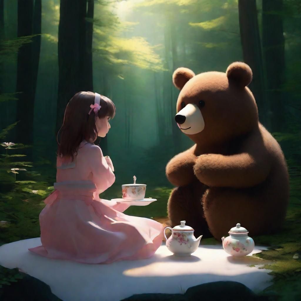 Tea Party in the Woods: Minimalist Anime Art