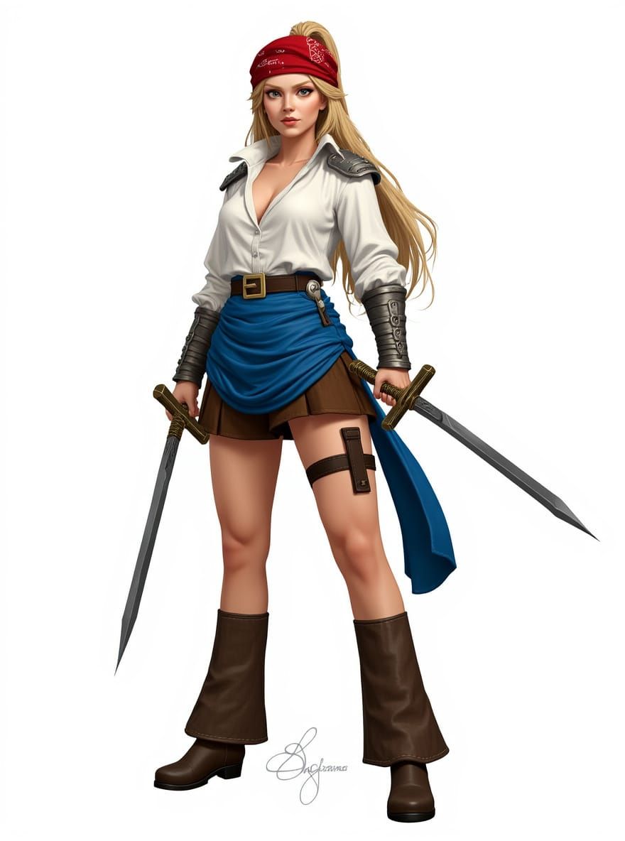 Confident Female Warrior in Hyper-Realistic Style