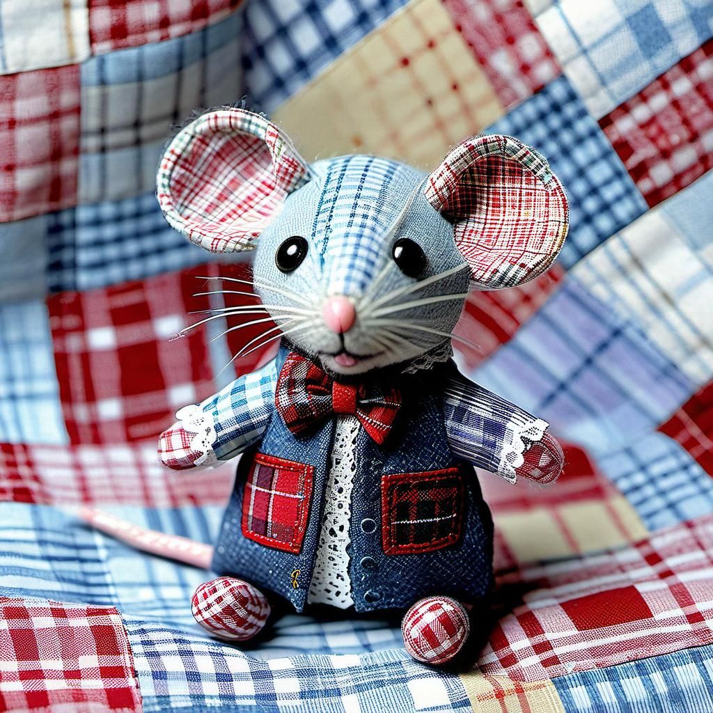 Hyperrealistic Chibi Patchwork Mice Toys