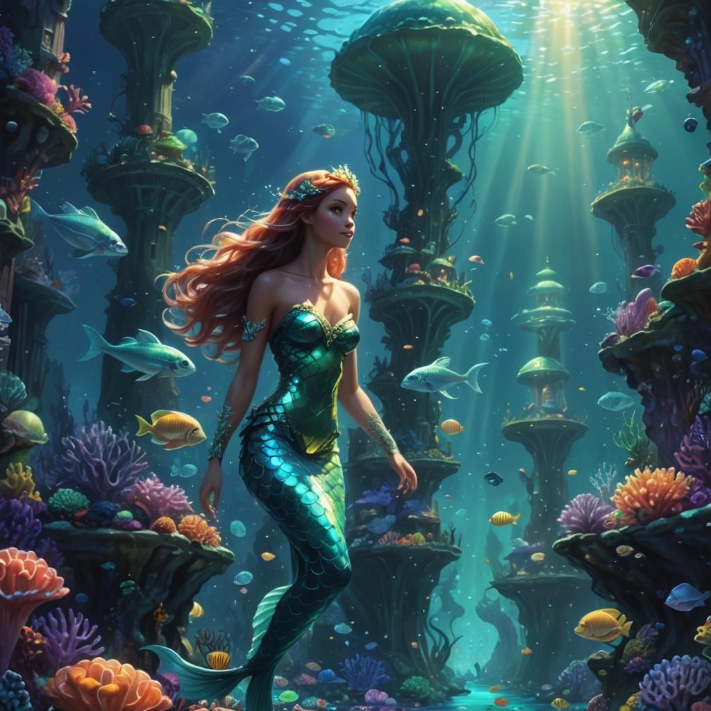 Atlantis Metropolis: Mermaids in a Dreamy Underwater City