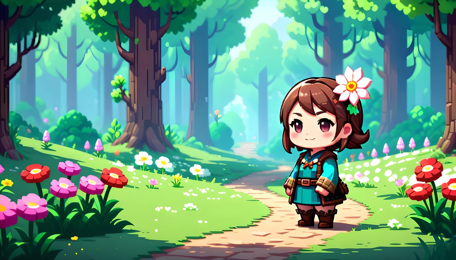 Happy Springtime Pixel Art Scene