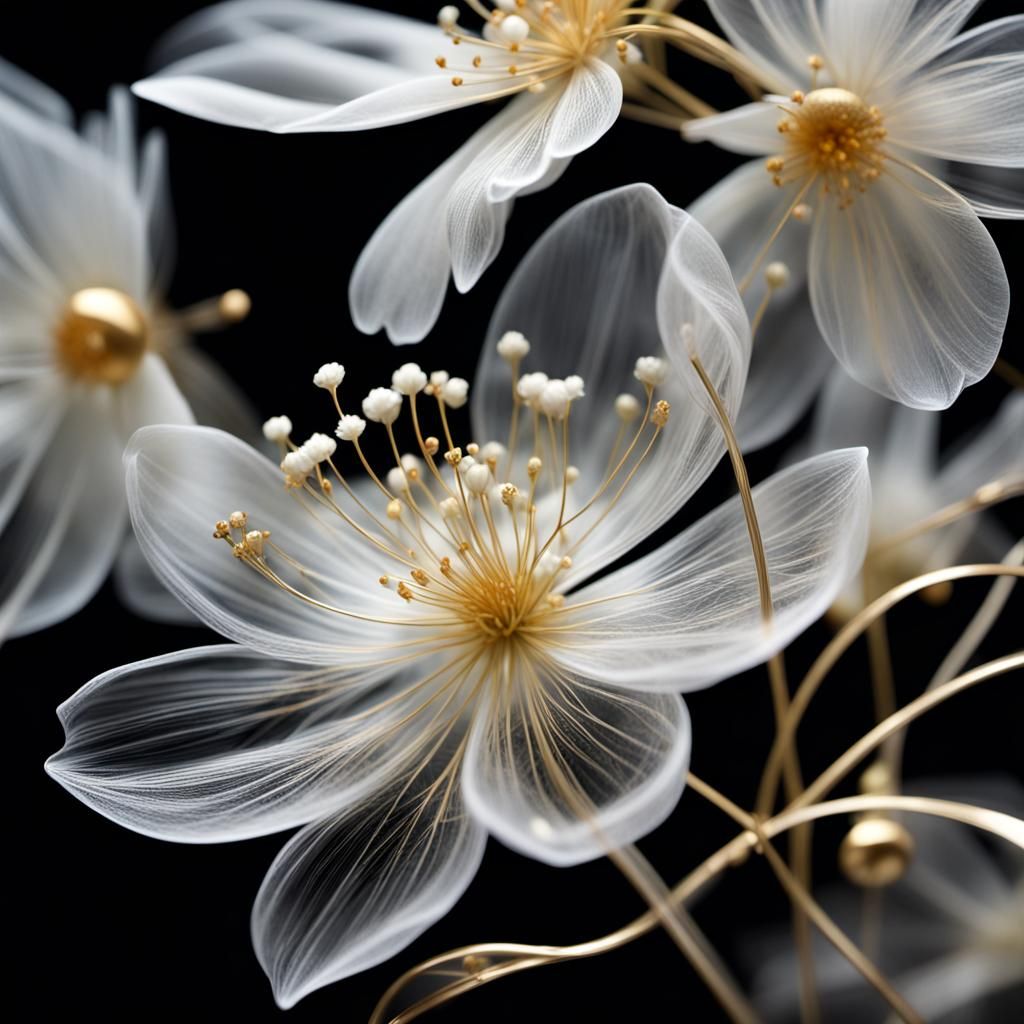 Floral Transparency in Macro Digital Art Style