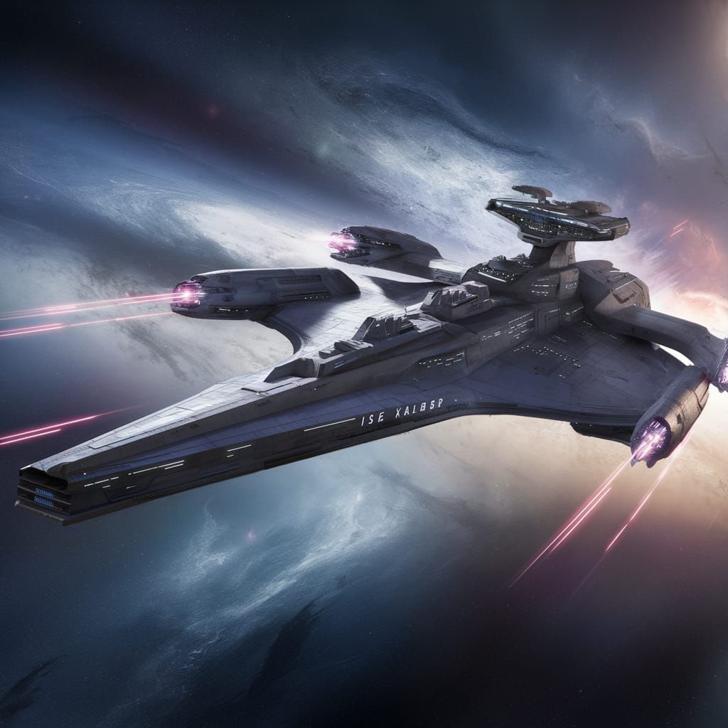 Futuristic Spaceship Glides Through Starry Cosmos