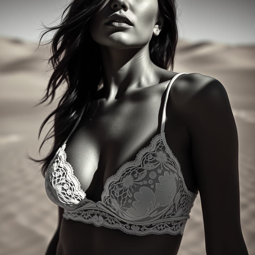 High Contrast Desert Portrait in Chiaroscuro Style