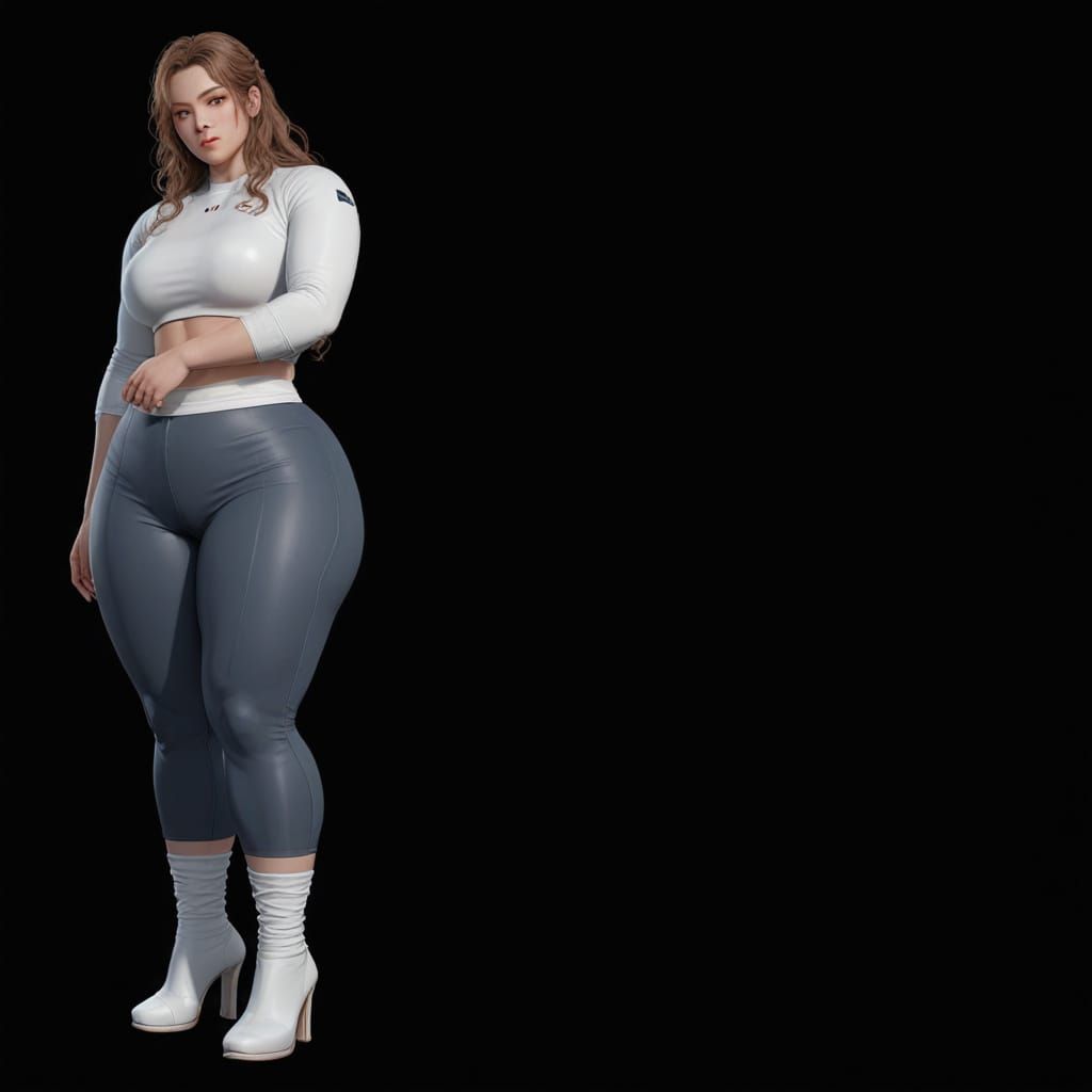 Muscular Young Woman with Pear Shape in Realistic Style