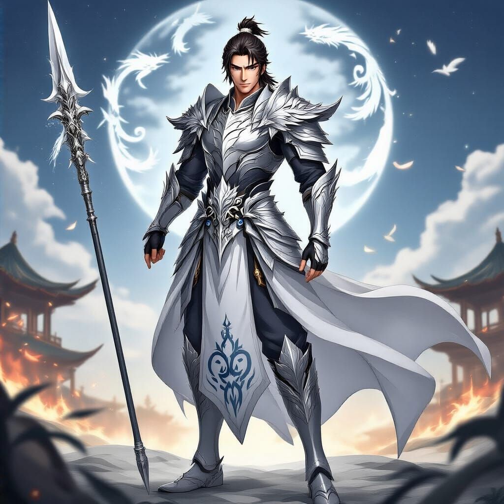 Zhao Yun: Anime Hero in Silver Armor with Dragon Motifs