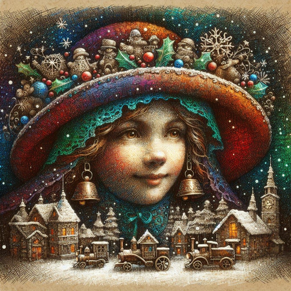 Victorian-Inspired Mrs. Santa Claus in Whimsical Winter Wond...