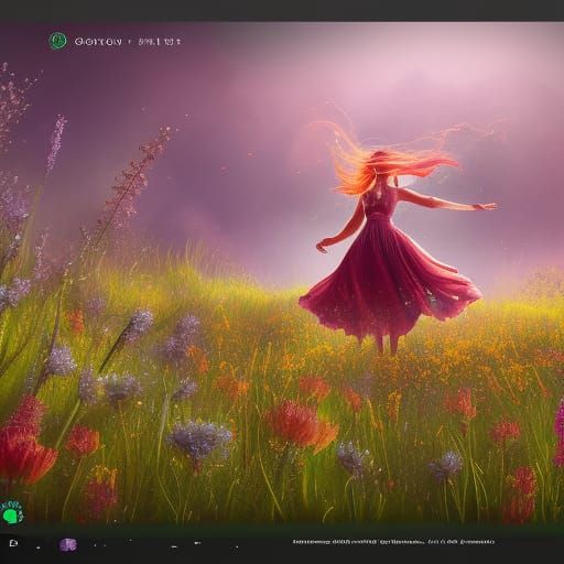 Dancing in Wildflowers: Detailed Fantasy Matte Painting