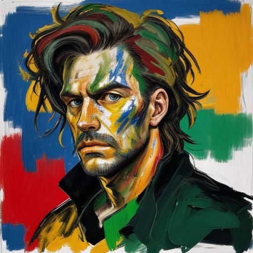 Solid Snake Jungle Camouflage in Neo-Expressionist Oil