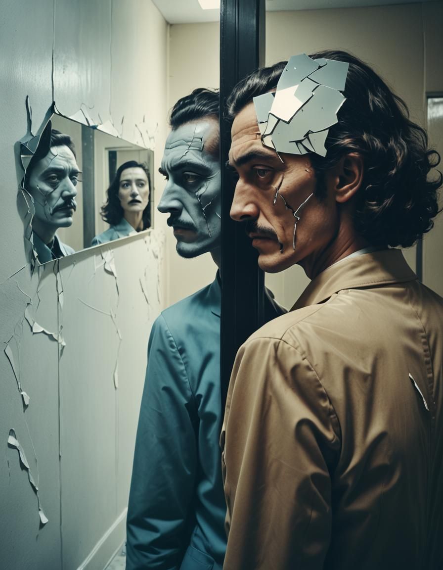 Two-Faced Surreal Portrait Reflecting Duality