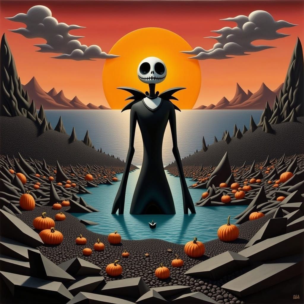 Jack Skellington at Halloween Beach: Detailed Matte Painting