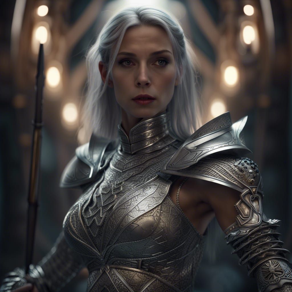 Armored Woman with Rapier: Digital Matte Painting