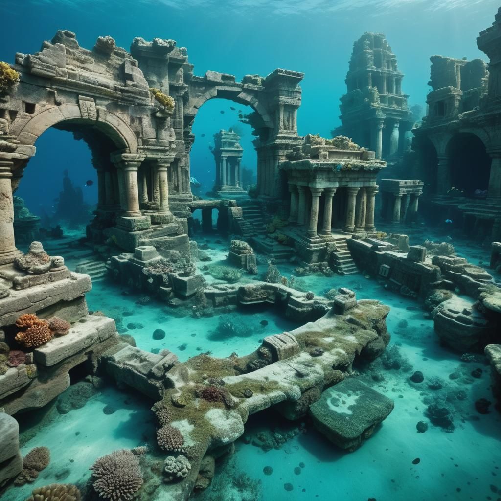 Majestic Sunken City Reclines on Ocean Floor