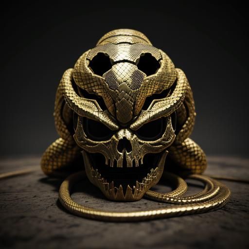 Snake Skull with Cobra Armor in 3D