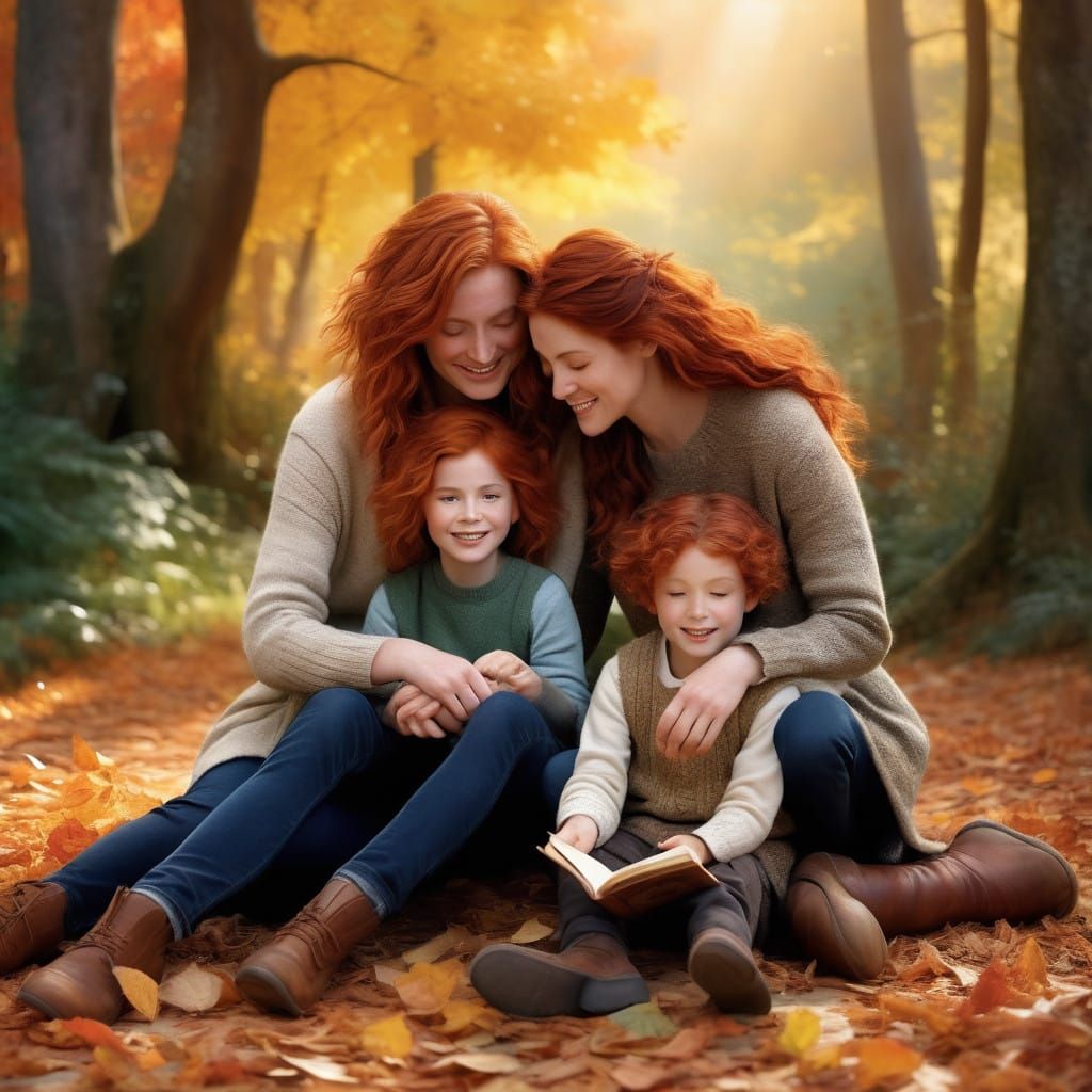 Warm Family Gathering in Vibrant Impressionist Style