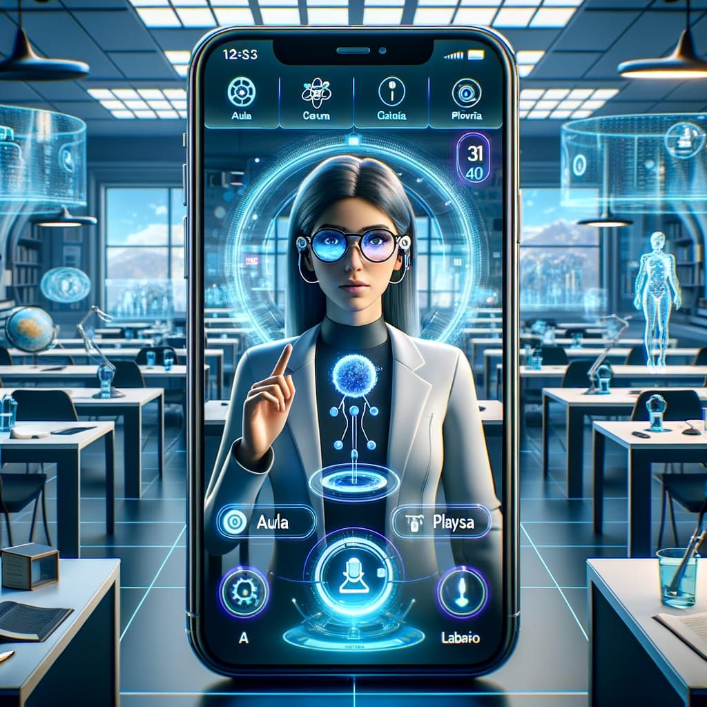 Futuristic Educational App Interface on Smartphone