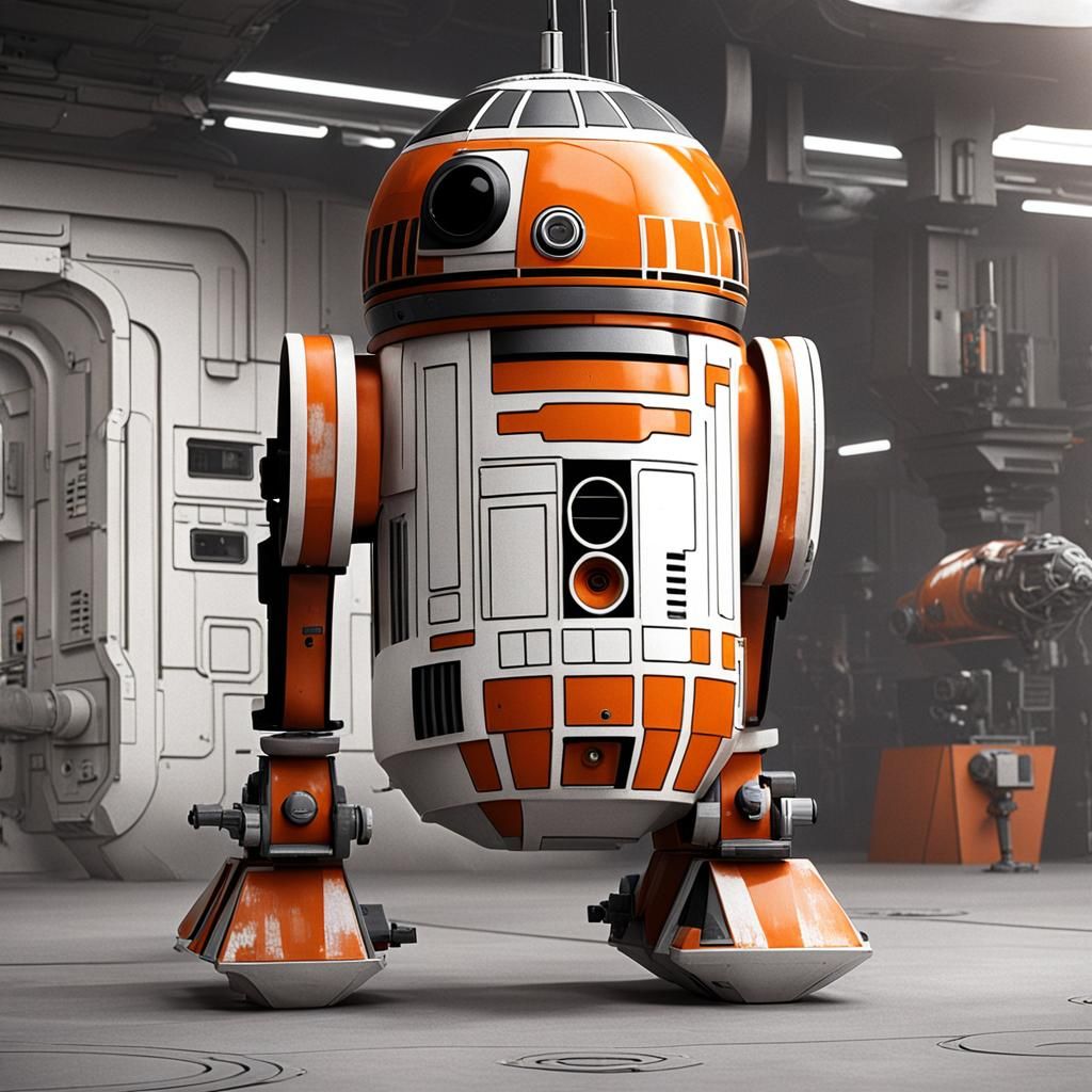 Orange and White R5 Astromech Droid