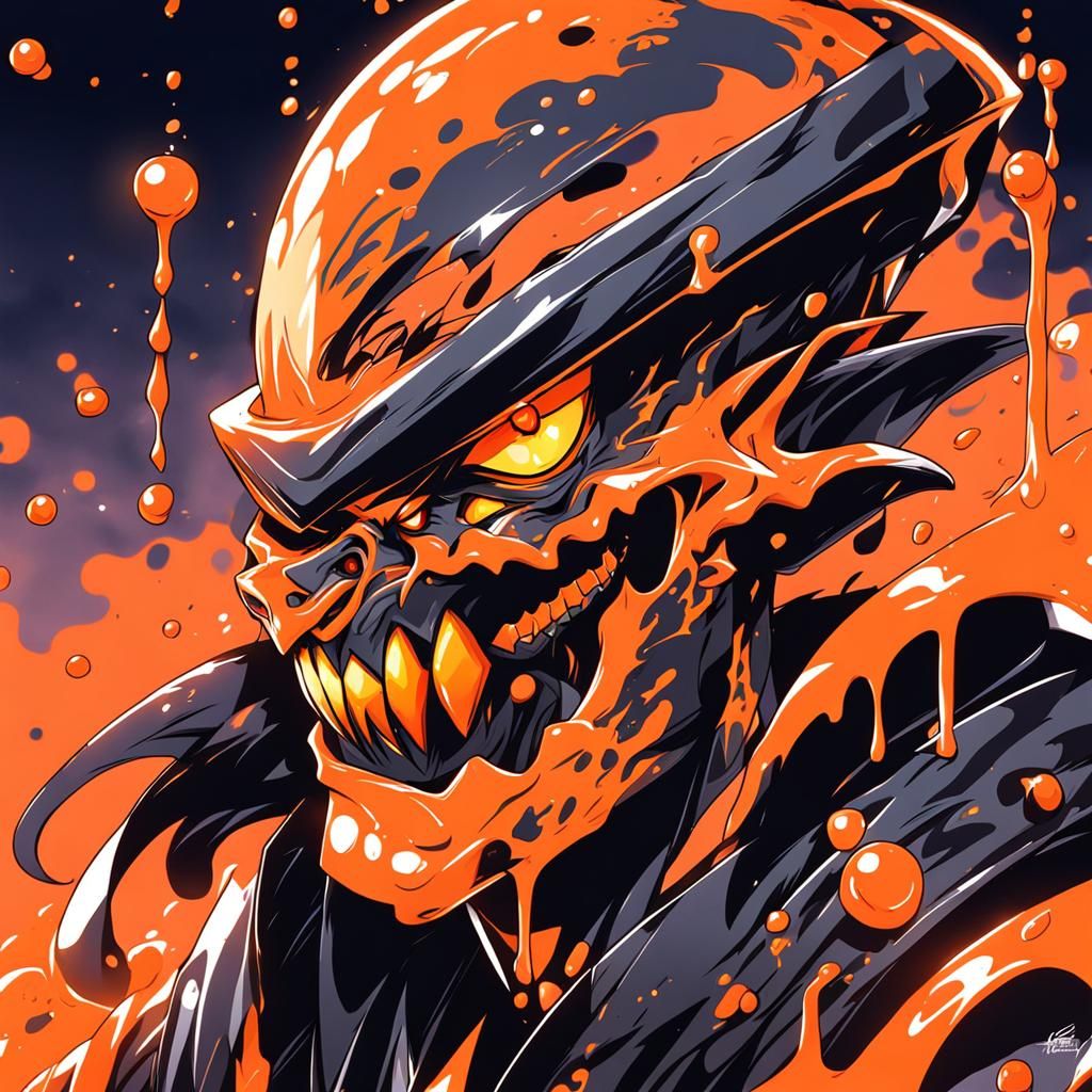 Sunset Orange Slime Boy in Anime Style