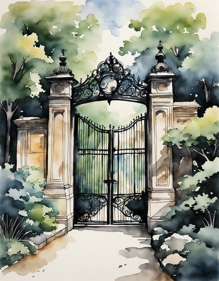 Whimsical Entrance to the Bronx Zoo in Vibrant Ink and Water...