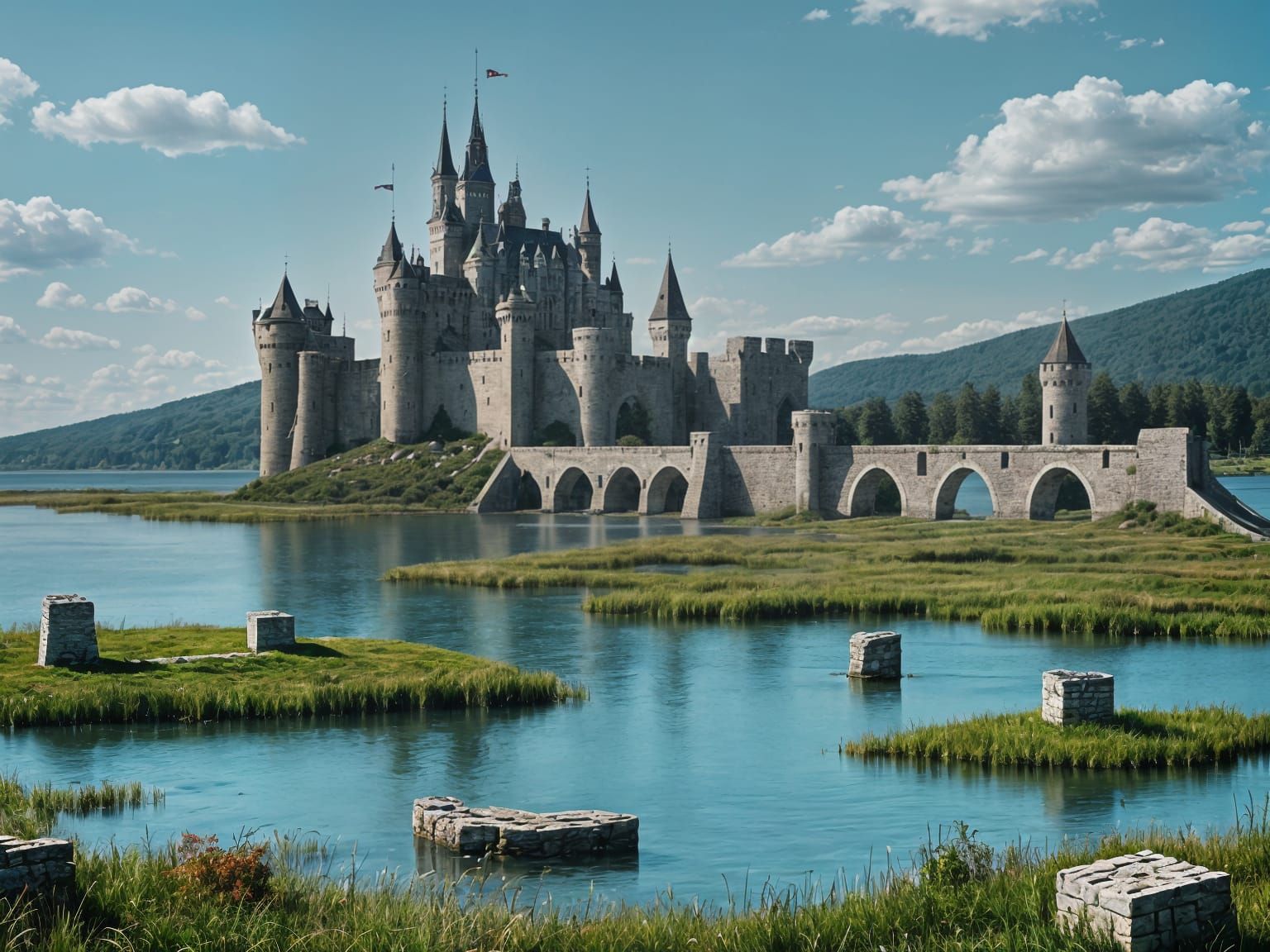 Witkacy Castle Scene in Vibrant Colors