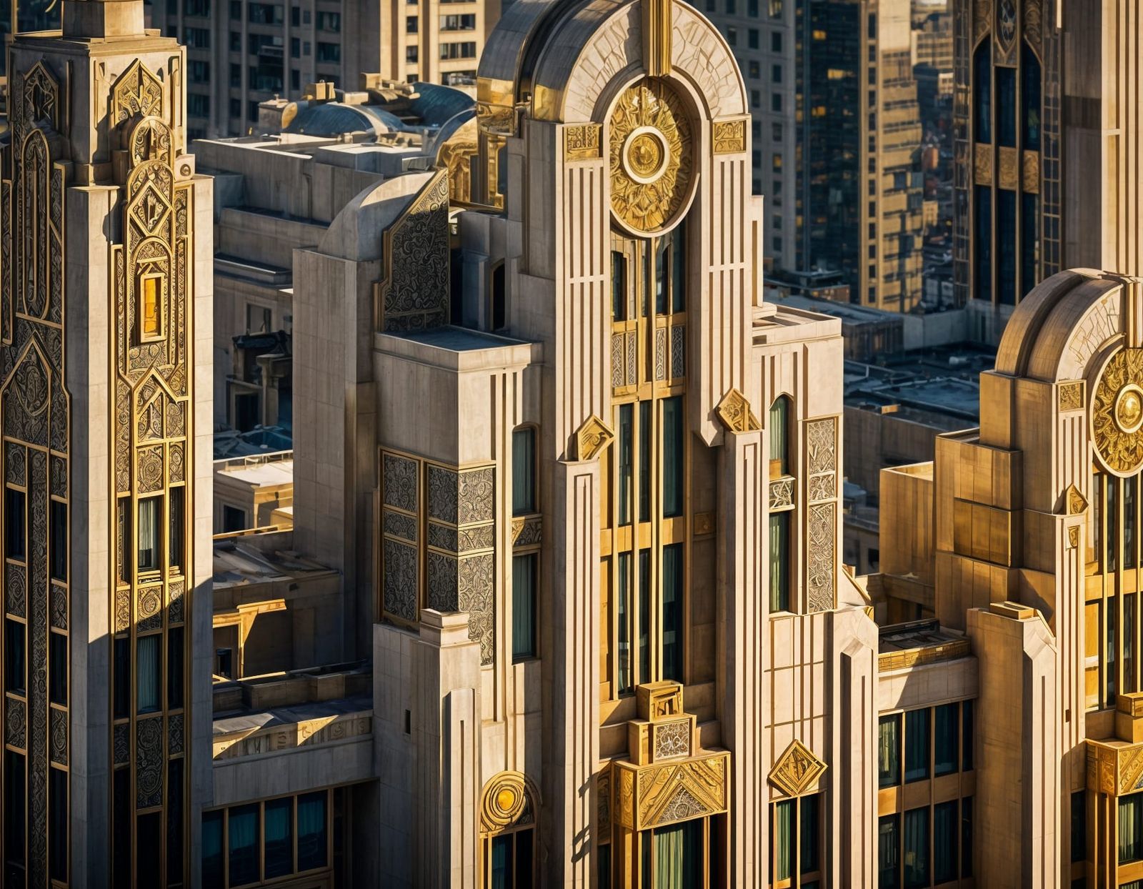 Golden Hour Art Deco Cityscape